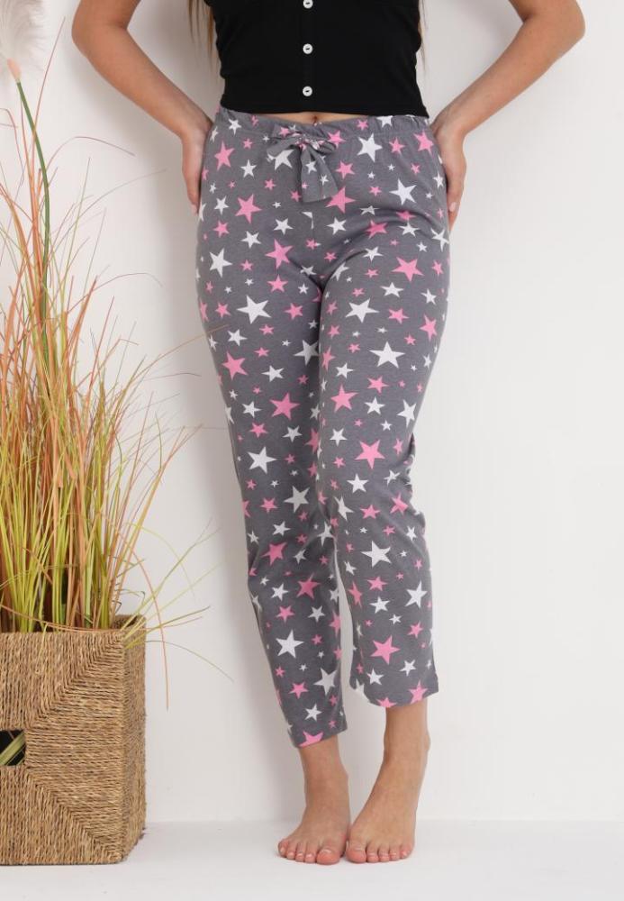 Pantaloni de Pijama Dama ,Culoare Gri cu Roz,Engros